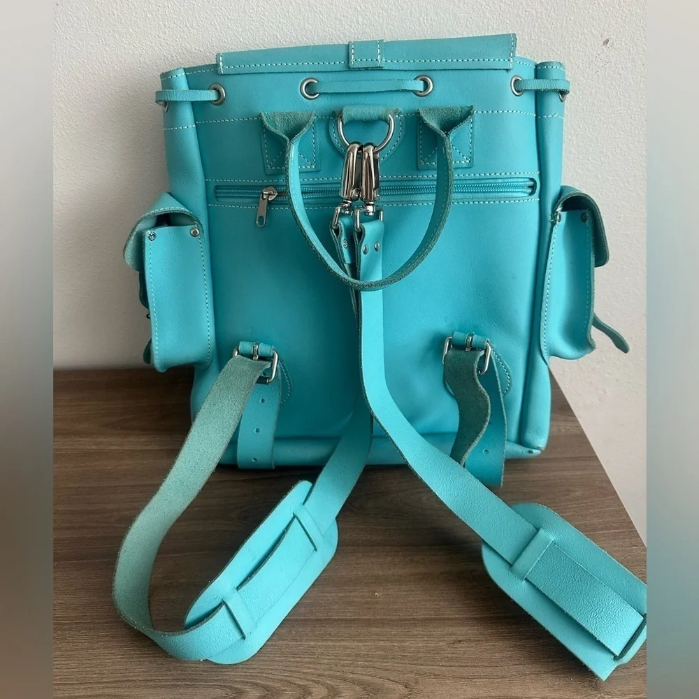 Grafea Show business Sky blue leather Ricksack backpack medium